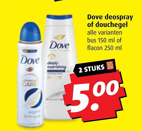 Dove desospray of douchegel alle varianten bus 150 ml of flacon 250 ml
