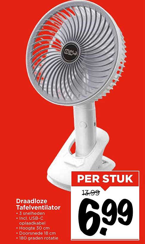 Draadloze Tafelventilator