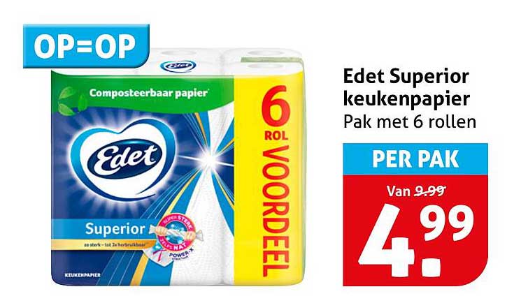 Edet Superior keukenpapier Pak met 6 rollen