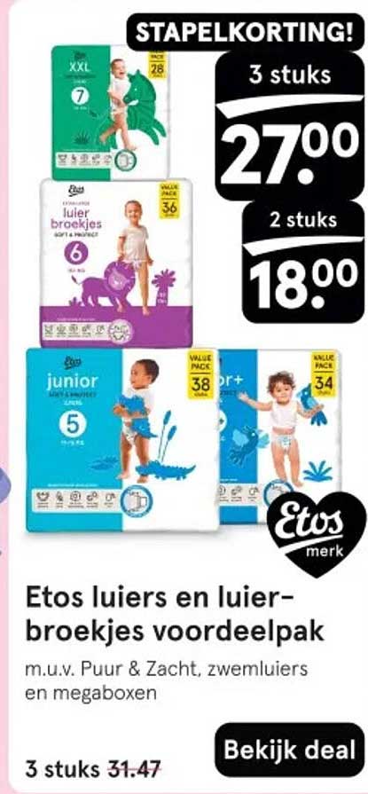 Etos luiers en luier-broekjes voordeelpak