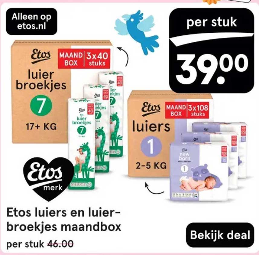 Etos luiers en luierbroekjes maandbox