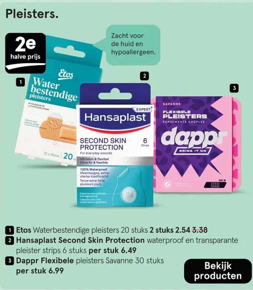Etos Waterbestendige pleisters 20 stuks 2 stuks 2.54 3.38