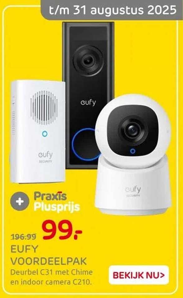 EUFY VOORDEELPAK Deurbel C31 met Chime en indoor camera C210
