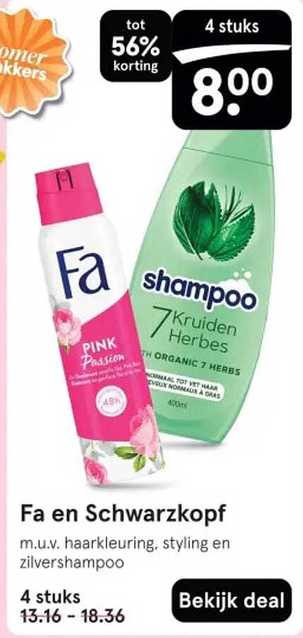 Fa en Schwarzkopf m.u.v. haarkleuring, styling en zilvershampoo
