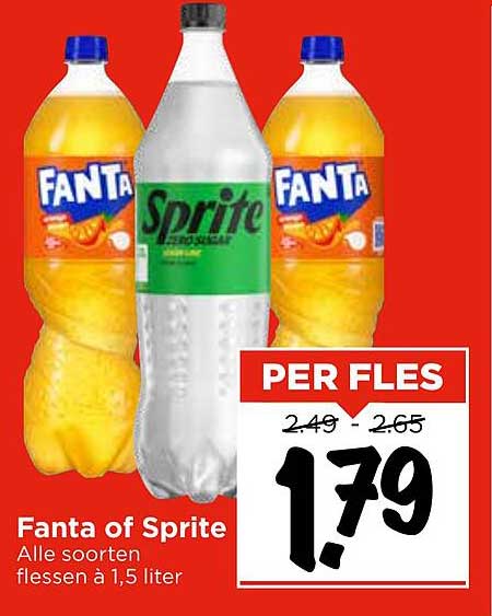 Fanta of Sprite - Alle soorten flessen à 1,5 liter