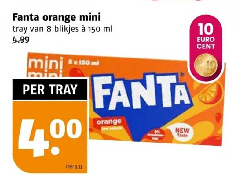 Fanta orange mini tray van 8 blikjes à 150 ml