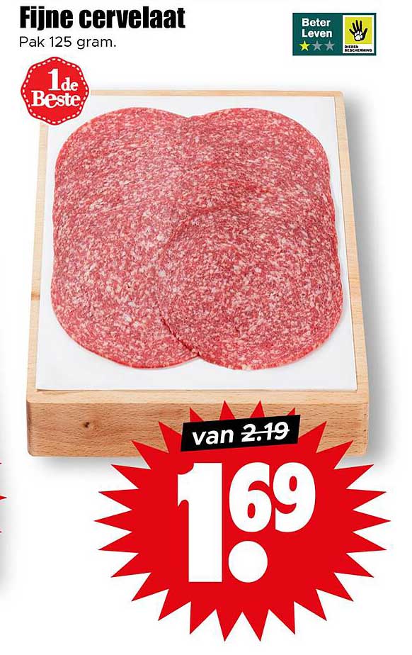 Fijne cervelaat Pak 125 gram.
