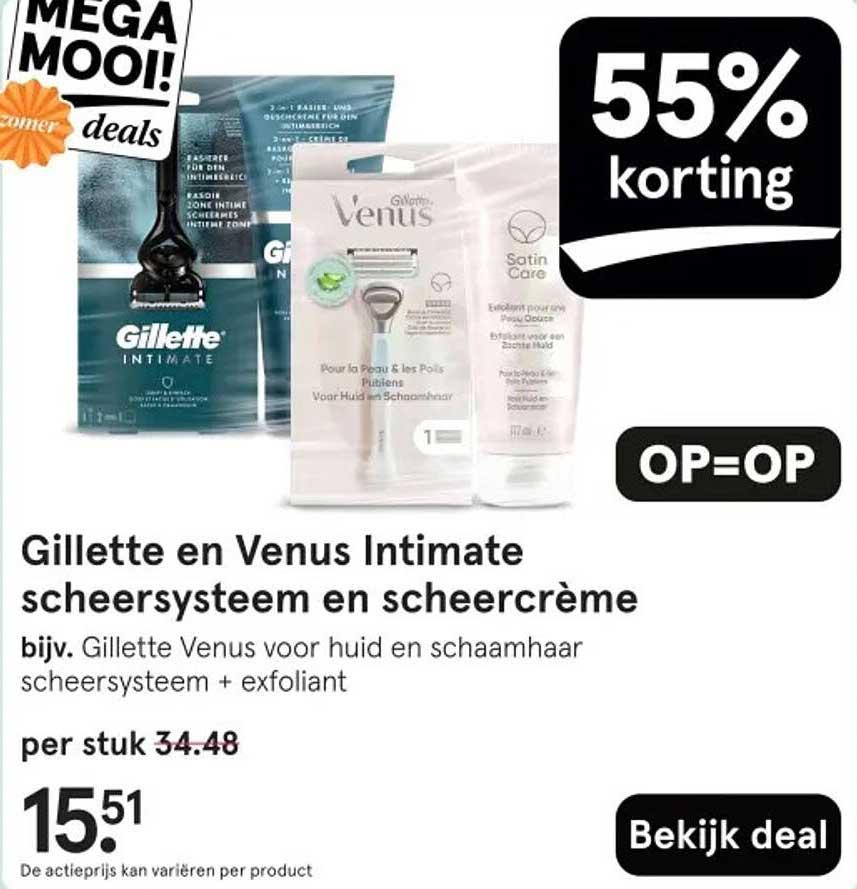 Gillette en Venus Intimate scheersysteem en scheercrème