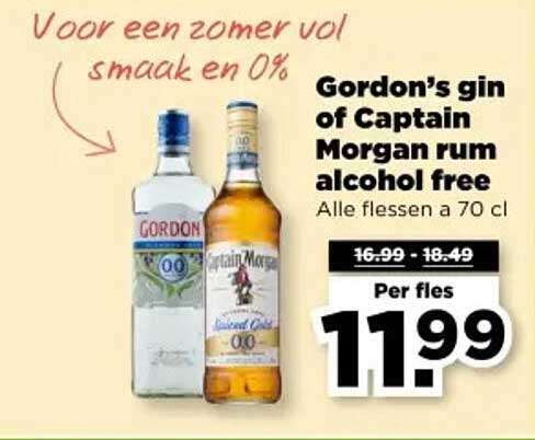 Gordon’s gin of Captain Morgan rum alcohol free