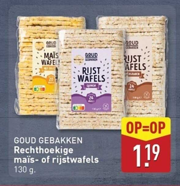 GOUD GEBAKKEN Rechthoekige mais- of rijstwafels 130 g.