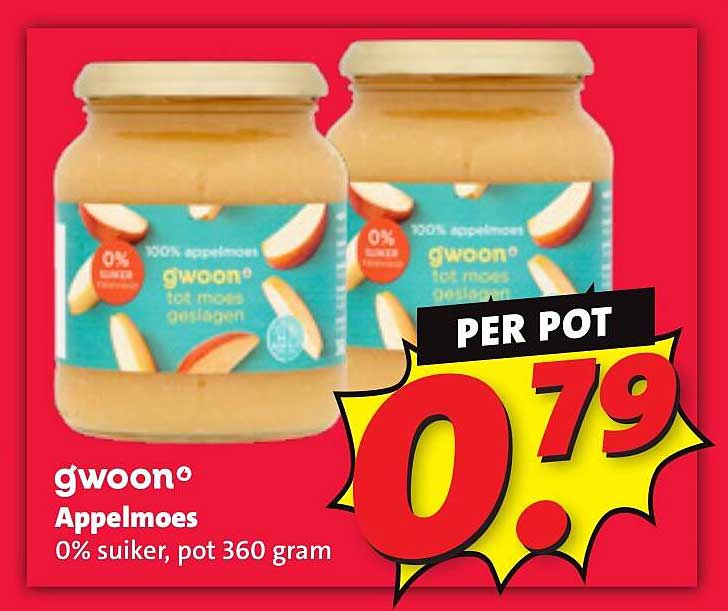 gwoon Appelmoes 0% suiker, pot 360 gram
