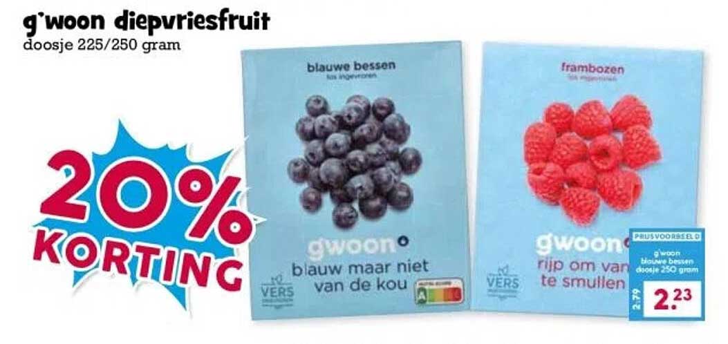 g'woon diepvriesfruit doosje 225/250 gram