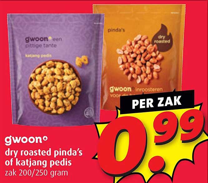 gwoon dry roasted pinda’s of katjang pedis zak 200/250 gram