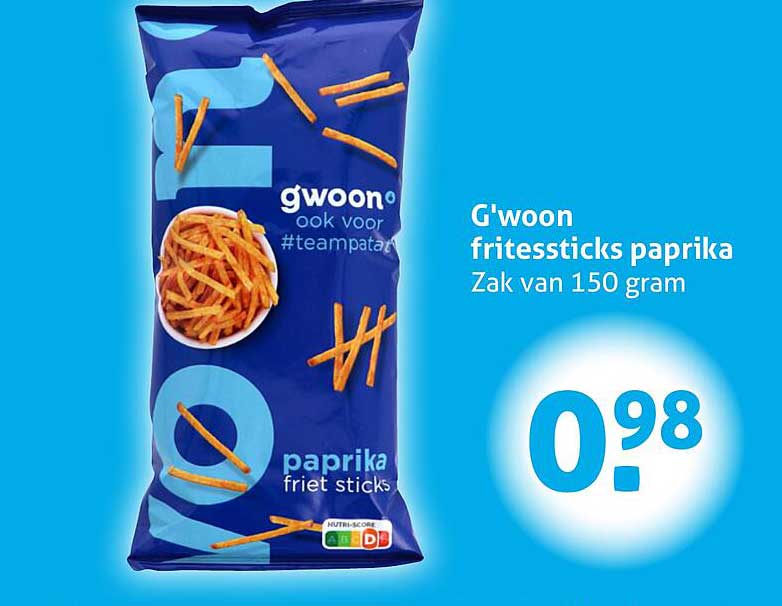 G'woon frietsticks paprika Zak van 150 gram