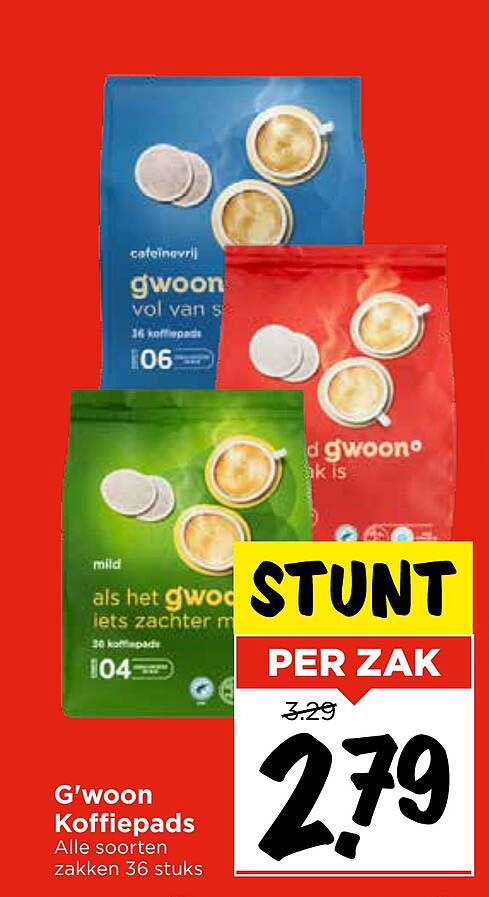G'woon Koffiepads Alle Soorten 36 Stuks