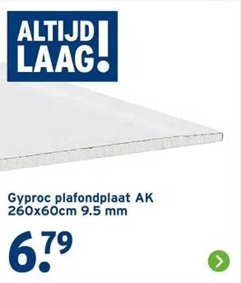 Gyproc plafondplaat AK 260x60cm 9.5 mm
