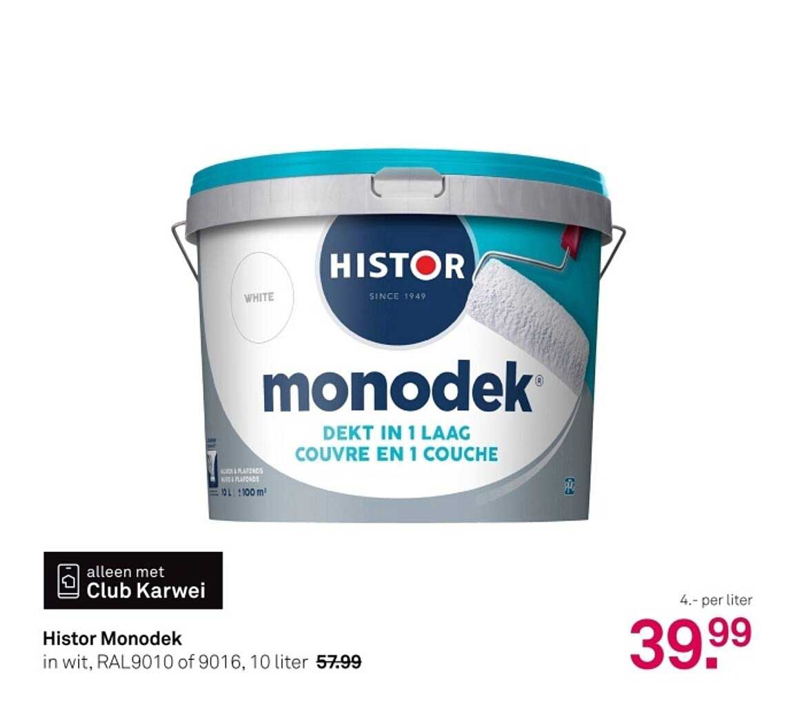 Histor Monodek in wit, RAL9010 of 9016, 10 liter