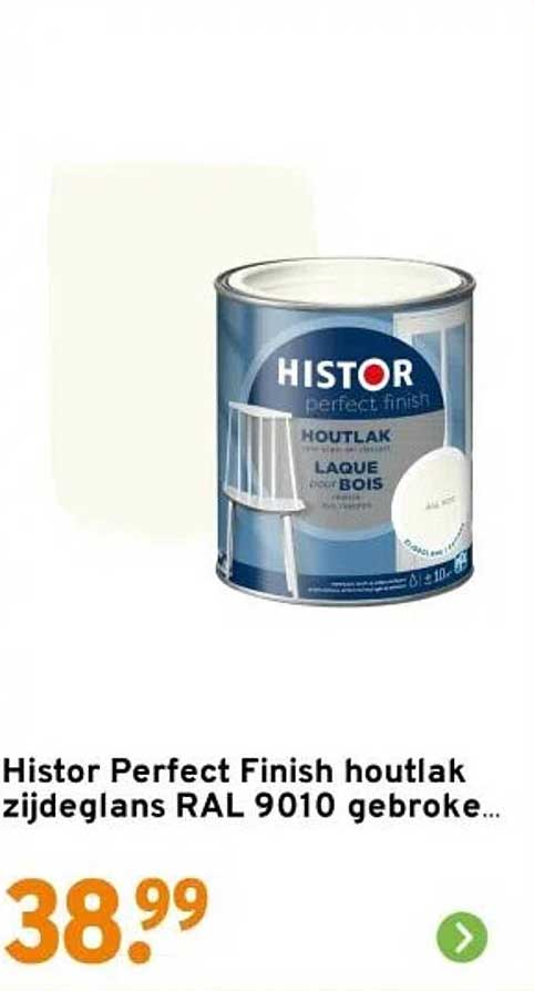 Histor Perfect Finish houtlak zijdeglans RAL 9010 gebroken...