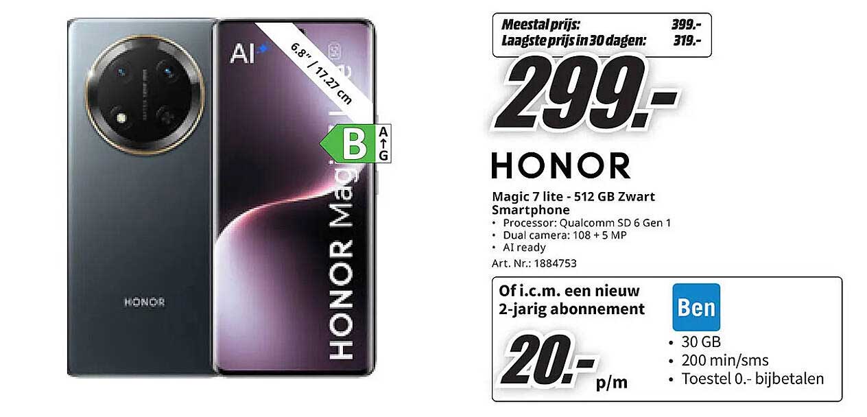 HONOR Magic 7 Lite - 512 GB Zwart Smartphone