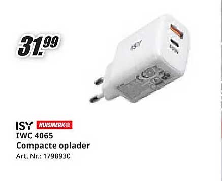 ISY IWC 4065 Compacte oplader