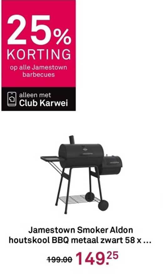 Jamestown Smoker Aldon houtskool BBQ metaal zwart 58 x ...