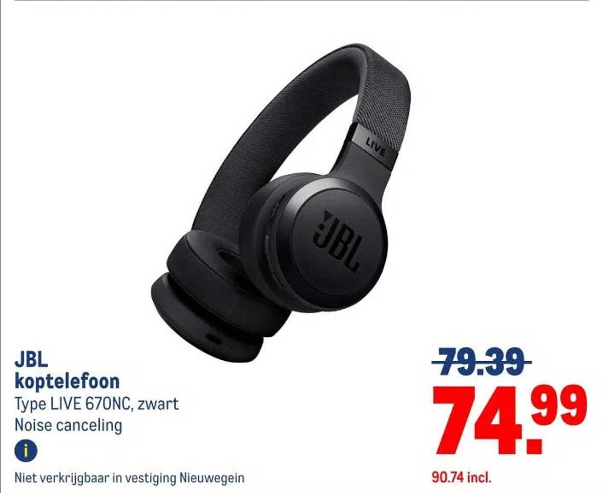 JBL koptelefoon Type LIVE 670NC, zwart