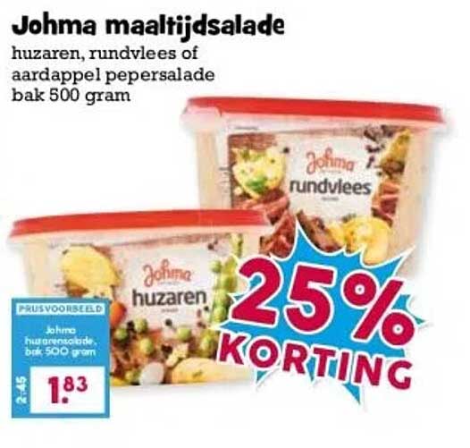 Johma maaltijdsalade huzaar, rundvlees of aardappel pepermix bak 500 gram