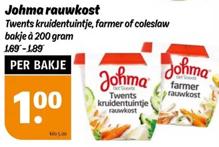 Johma rauwkost Twents kruidentuintje, farmer of coleslaw bakje à 200 gram