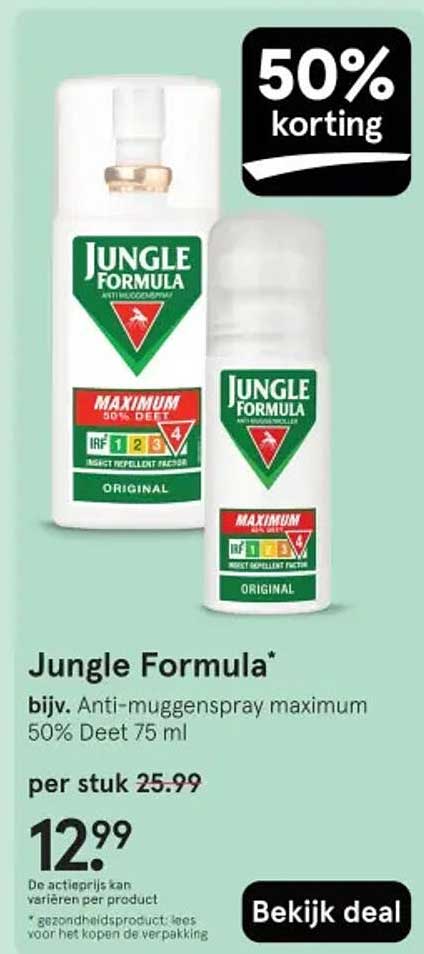 Jungle Formula* bijv. Anti-muggenspray maximum 50% Deet 75 ml