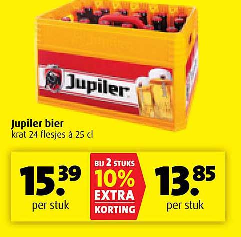 Jupiler bier krat 24 flesjes à 25 cl
