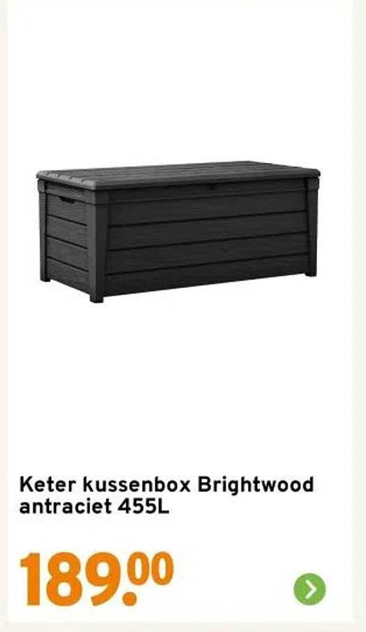 Keter kussenbox Brightwood antraciet 455L