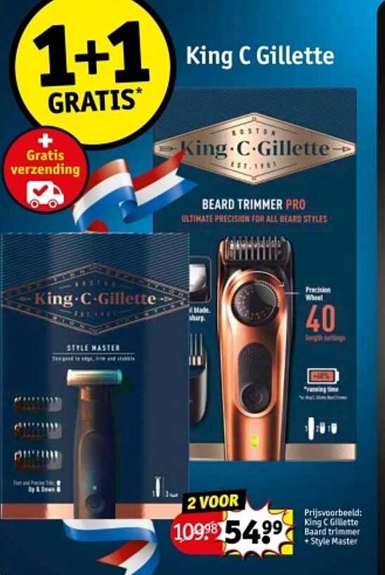 King C Gillette Baardtrimmer PRO + Style Master 1+1 GRATIS