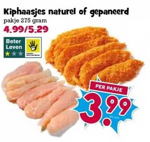 Kiphaasjes naturel of gepaneerd pakje 275 gram