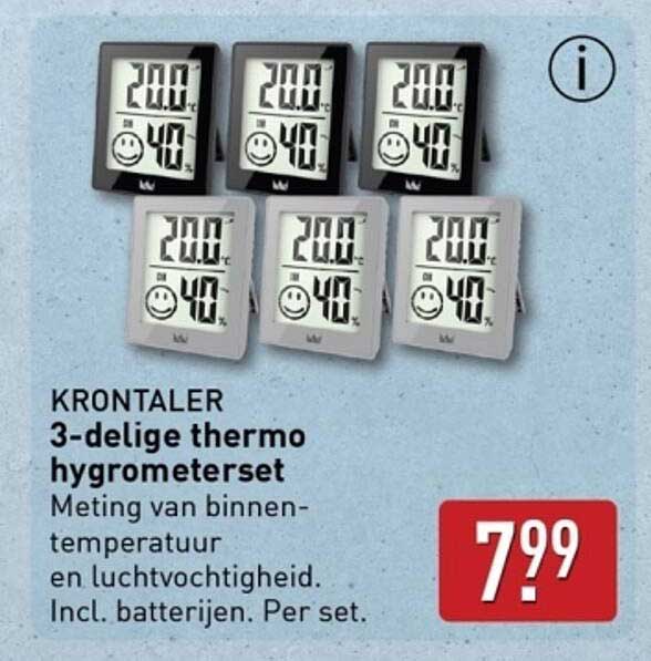 KRONTALER 3-delige thermo hygrometerset