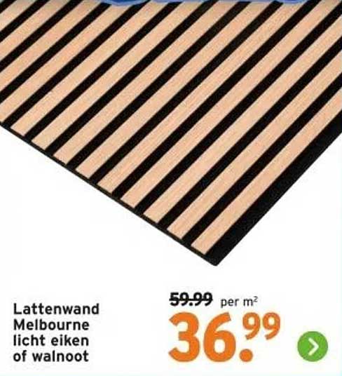 Lattenwand Melbourne licht eiken of walnoot