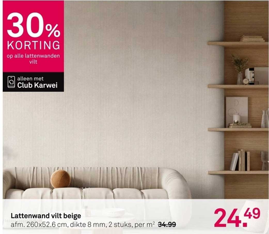 Lattenwand vilt beige