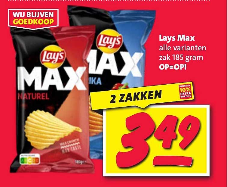 Lays Max alle varianten zak 185 gram OP=OP!