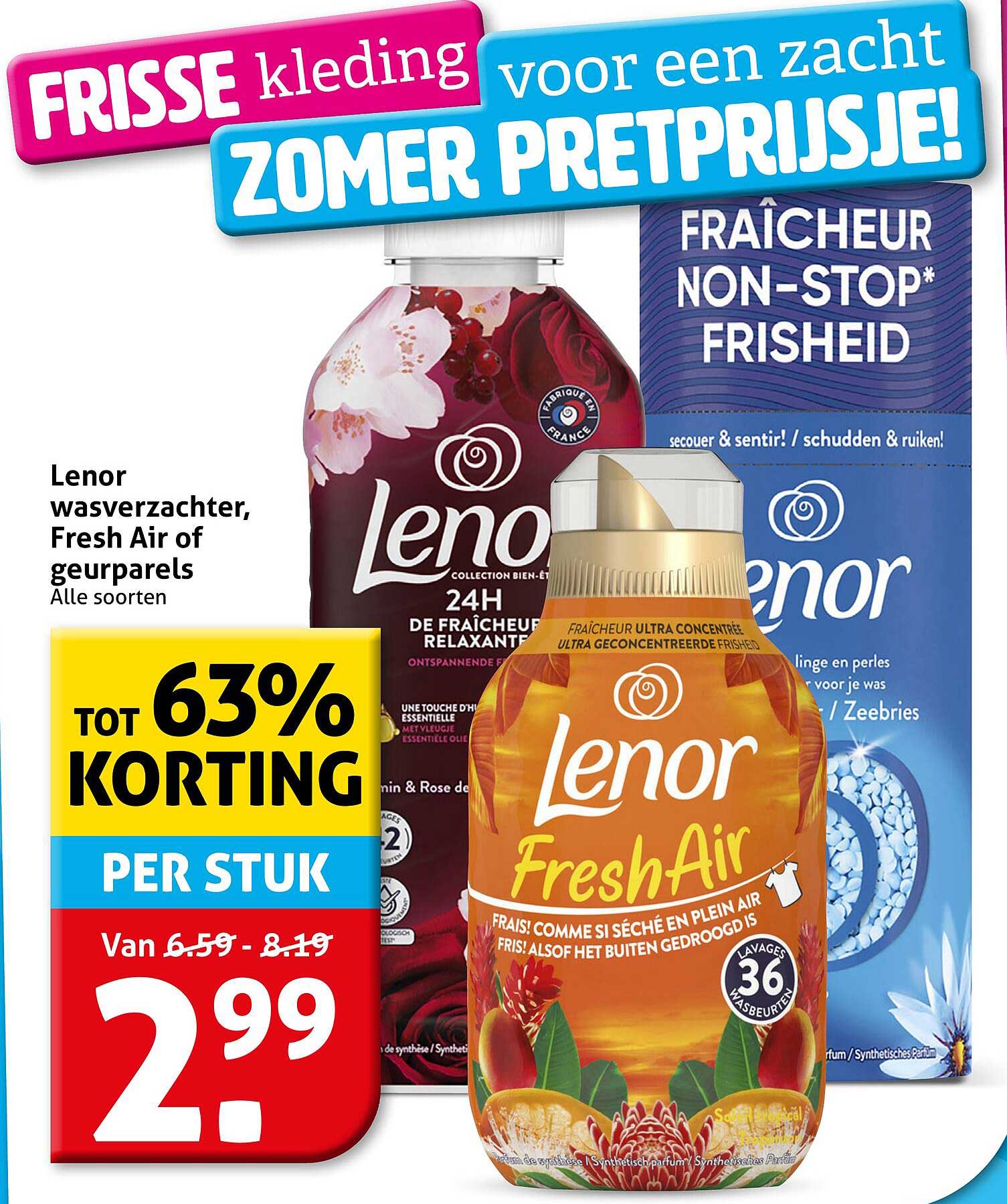 Lenor wasverzachter, Fresh Air of geurparels Alle soorten