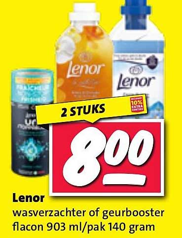 Lenor wasverzachter of geurbooster flacon 903 ml/pak 140 gram