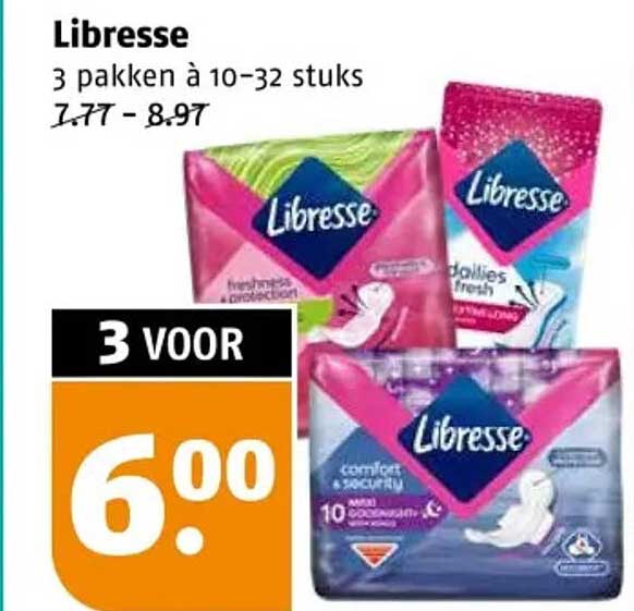 Libresse 3 pakken à 10-32 stuks