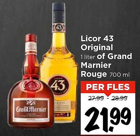 Licor 43 Original 1 liter of Grand Marnier Rouge 700 ml