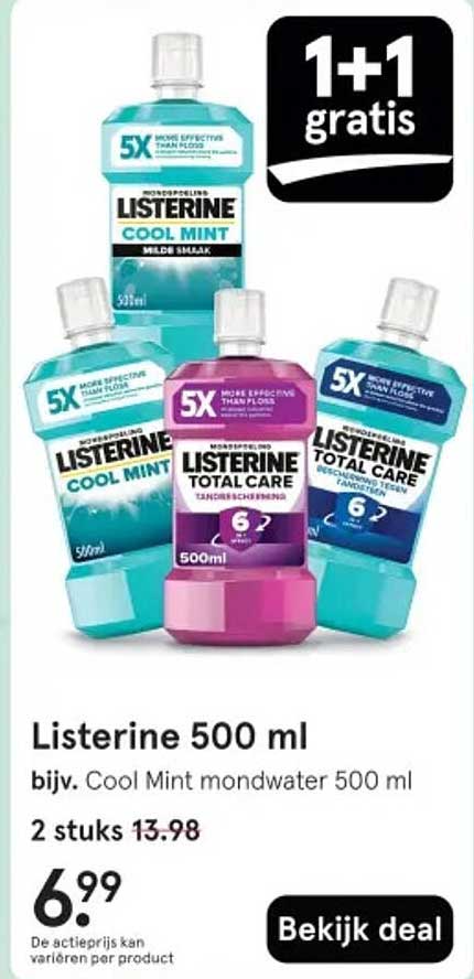 Listerine 500 ml bijv. Cool Mint mondwater 500 ml