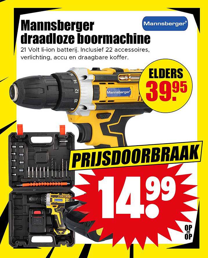 Mannsberger draadloze boormachine