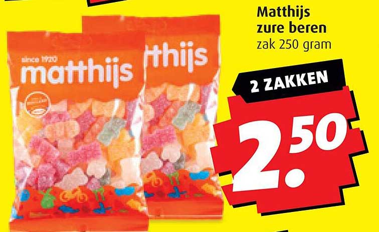 Matthijs zure beren 2 zakken