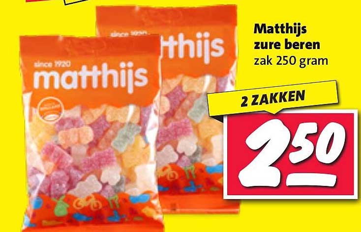 Matthijs zure beren zak 250 gram