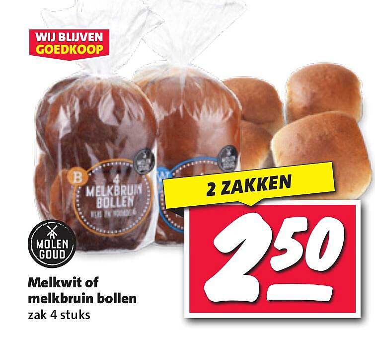 Melkwit of melkbruin bollen zak 4 stuks
