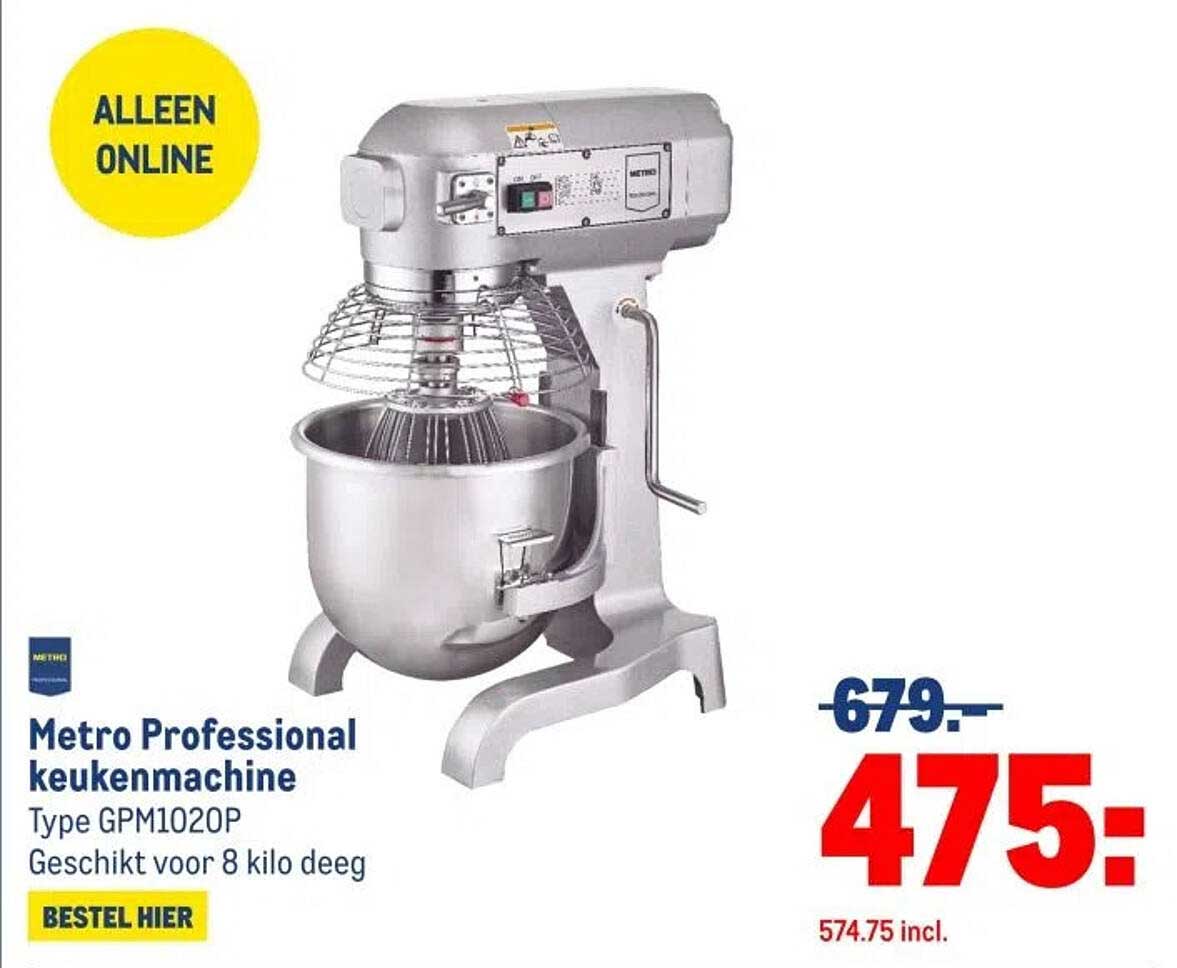Metro Professional keukenmachine Type GPM1020P Geschikt voor 8 kilo deeg