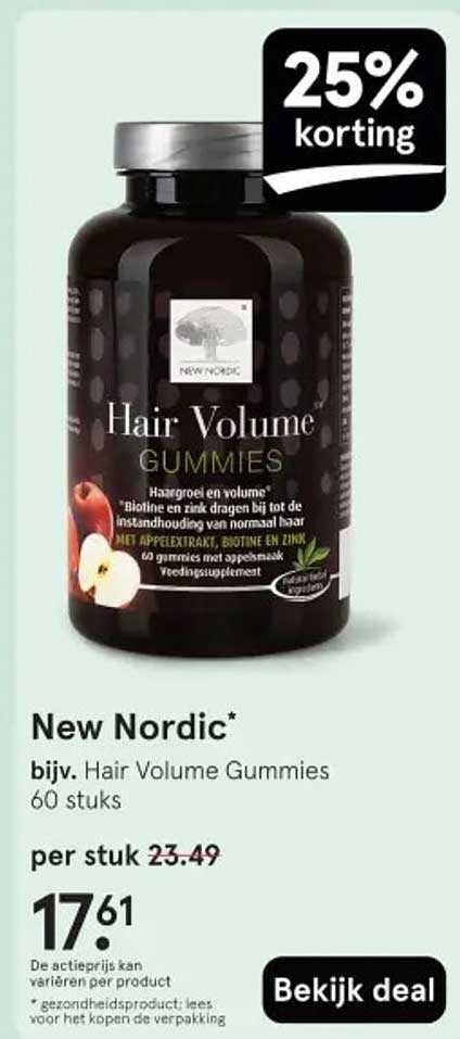 New Nordic* bijv. Hair Volume Gummies 60 stuks