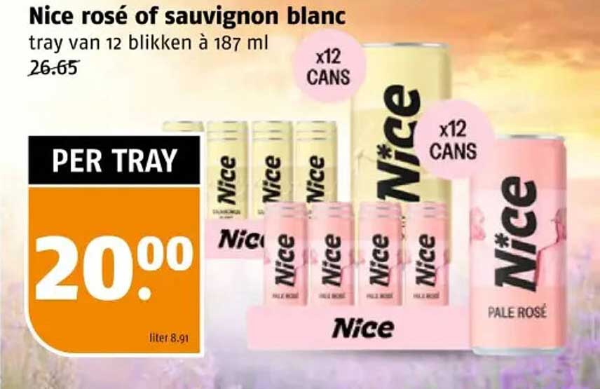 Nice rosé of sauvignon blanc tray van 12 blikken à 187 ml