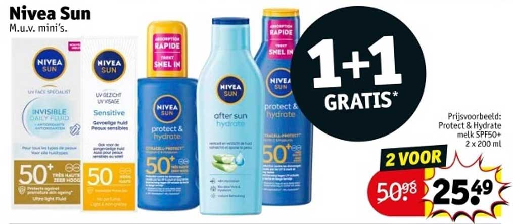 Nivea Sun M.u.v. mini's - 1+1 GRATIS*